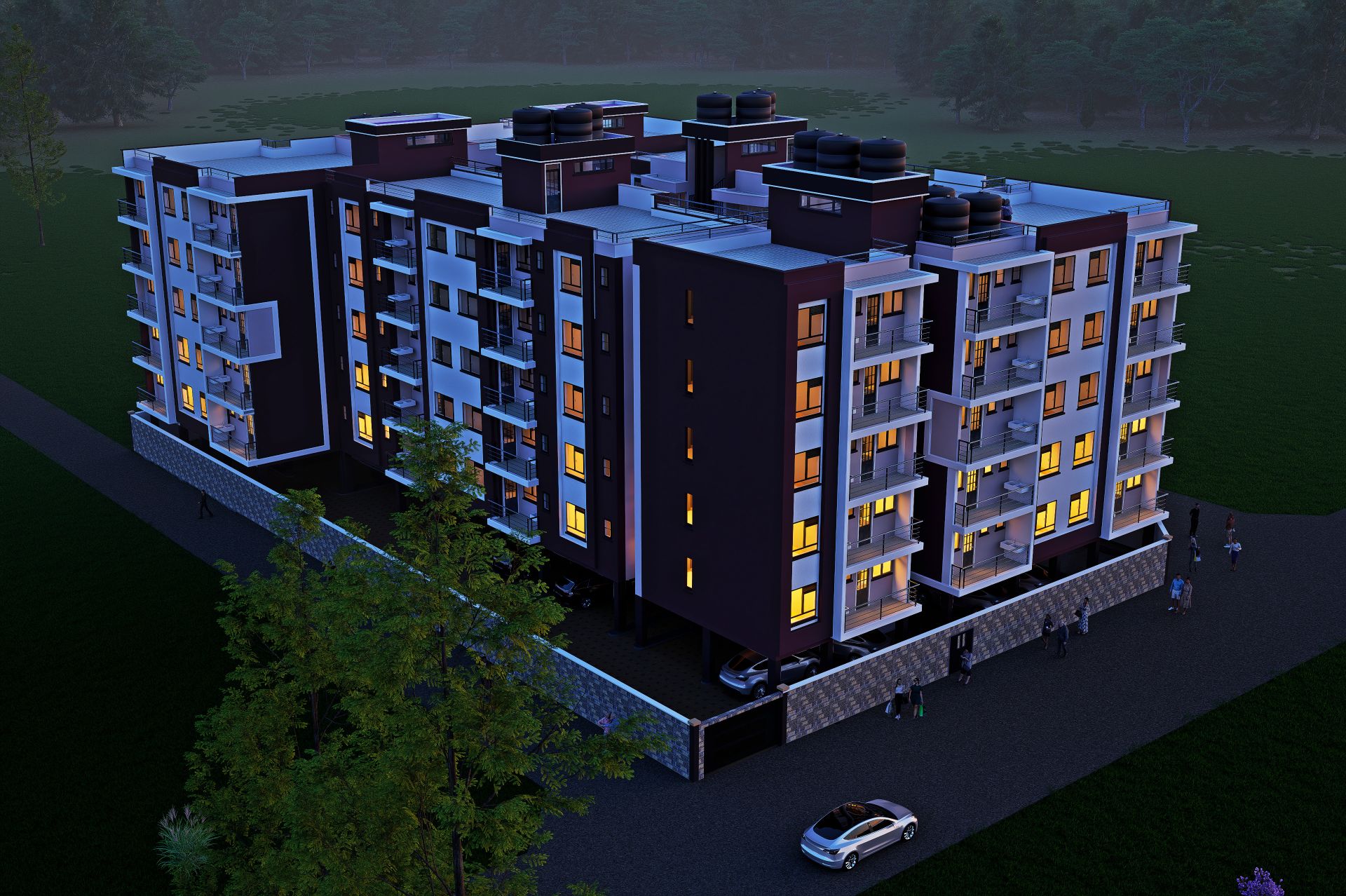 Gataka Road Executive Suites - Modern residential complex architectural visualization.